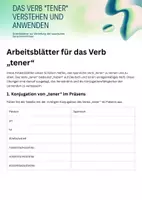 Vorschau - Arbeitsblätter - Spanish Arbeitsblätter für das Verb „tener“ - Deckblatt