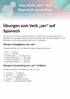Vorschau - Arbeitsblätter - Spanish Übungen zum Verb „ser“ auf Spanisch - Deckblatt
