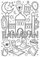 Vorschau - Arbeitsblätter - Ausmalbilder für Ramadan - Doodle Kunst zum Ausmalen - Seite 1