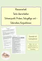 Vorschau - Klassenarbeiten - Klassenarbeit Klasse 5 mit EWH Texte überarbeiten Proben Satzreihen Satzgefüge Konjunktionen - Deckblatt