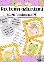 Vorschau - Arbeitsblätter - Rechenspaziergang Klasse 1: Addition ZR 20 mit ZÜ. Frühling. 3-fach differenziert mit Geschichte. Plus - Deckblatt