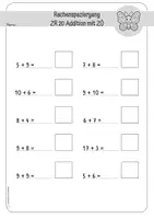 Vorschau - Arbeitsblätter - Rechenspaziergang Klasse 1: Addition ZR 20 mit ZÜ. Frühling. 3-fach differenziert mit Geschichte. Plus - Seite 3