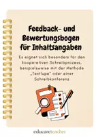 Vorschau - Arbeitsblätter - Feedback- und Bewertungsbogen für Inhaltsangaben - Deckblatt