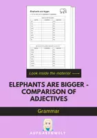 Vorschau - Arbeitsblätter - Elephants are bigger - Comparison of adjectives: Grammar (English) - Deckblatt