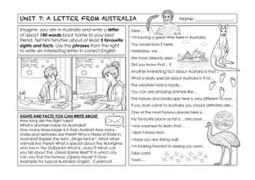 Vorschau - Stundenentwürfe - MORE UNIT 7: A letter from Australia, Facts worksheet - Seite 1