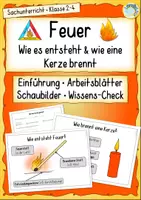 Vorschau - Arbeitsblätter - Feuer & Kerze im Sachunterricht (Klasse 2–4) – Feuerdreieck einfach erklärt | Arbeitsblätter mit Lösungen - Deckblatt