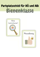 Vorschau - Poster - Parkplatzschilder für Hausübung und Arbeitsblätter - Bienenklasse - Deckblatt