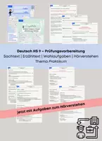 Vorschau - Arbeitsblätter - Deutsch HS9 Prüfungsvorbereitung – Praktikum - Deckblatt