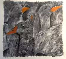 Vorschau - Arbeitsblätter - Kunst Vogelschar - Pinselstrich Helle und dunkle Farben - Seite 3