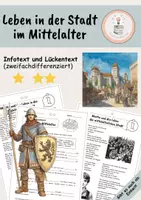 Vorschau - Arbeitsblätter - Die Stadt im Mittelalter - anschaulicher Infotext / Arbeitsblätter - Deckblatt