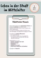 Vorschau - Arbeitsblätter - Die Stadt im Mittelalter - anschaulicher Infotext / Arbeitsblätter - Seite 1