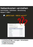 Vorschau - Stundenentwürfe - Nebenkosten verstehen – Warmmiete, Kaltmiete & Nebenkostenabrechnung (Klasse 7 Wirtschaft/AWT) - Deckblatt
