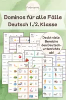 Vorschau - Stationenlernen - Dominos Deutsch | 1./2. Klasse | Silben, Mehrzahl, Reime, Alphabet & mehr - Deckblatt