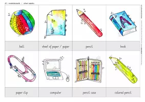 Vorschau - Bildkarten - Wortschatzaufbau Englisch – school supplies – A7-Karten - Seite 1