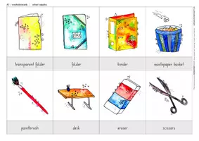 Vorschau - Bildkarten - Wortschatzaufbau Englisch – school supplies – A7-Karten - Seite 3