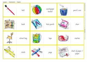 Vorschau - Spiele - Wortschatzaufbau Englisch – school supplies – Legespiel - Seite 1