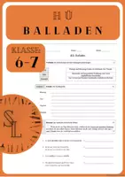 Vorschau - Test - HÜ, Test Balladen, Stilmittel, rhetorische Mittel Reimschema - Deckblatt