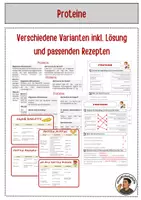 Vorschau - Arbeitsblätter - Proteine: Infokarten, Arbeitsblatt, Lösung & Rezepte - Deckblatt