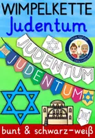 Vorschau - Mal- und Bastelvorlagen - Judentum Grundschule - Girlande zur Weltreligion - Deckblatt