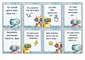 Vorschau - Fördermaterial/Inklusion - Reflexionskarten Informatik | Die PixiBots | 32 Karten mit Satzanfängen für Klasse 5/6 - Seite 1