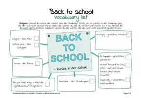 Vorschau - Arbeitsblätter - Back to school: Mindmap im Fach Englisch zum Schulstart (mit Vokabelliste) - kostenlos - Seite 3