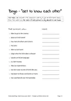 Vorschau - Arbeitsblätter - Bingo game: Get to know each other (Englisch) - Seite 1