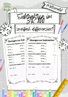 Vorschau - Arbeitsblätter - Subtraktion im ZR 100- zweifach differenziert - Deckblatt