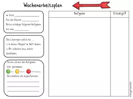 Vorschau - Aufgabenkarten - Vorlage Wochenarbeitsplan / Aufgabenplan Homeschooling - Seite 1