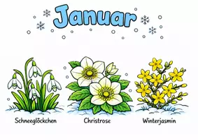 Vorschau - Arbeitsblätter - Ausmalbilder: Blumen im Jahresverlauf (mit Musterlösung) - Seite 2