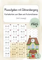 Vorschau - Aufgabenkarten - Zehnerübergang Karteikarten - Deckblatt