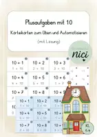 Vorschau - Aufgabenkarten - Plusaufgaben mit 10 Karteikarten - Deckblatt