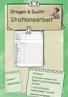 Vorschau - Arbeitsblätter - Sucht und Drogen Stationenlernen - Deckblatt
