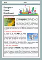 Vorschau - Arbeitsblätter - Europa - unser Kontinent - Seite 1