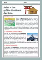 Vorschau - Arbeitsblätter - Asien - der größte Kontinent - Seite 1