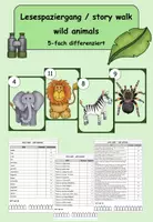 Vorschau - Arbeitsblätter - wild animals: story walk (Lesespaziergang) / 5-fach differenziert - Deckblatt