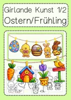 Vorschau - Arbeitsblätter - Girlande Kunst Frühling & Ostern Klasse 1 & 2 Ausmalbilder - Deckblatt