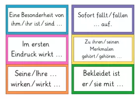 Vorschau - Aufgabenkarten - Karten mit Satzanfängen zur Personenbeschreibung - Seite 2