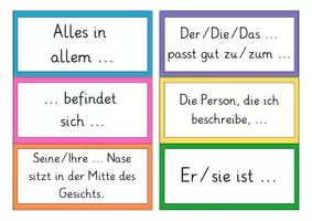 Vorschau - Aufgabenkarten - Karten mit Satzanfängen zur Personenbeschreibung - Seite 3