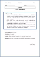 Vorschau - Arbeitsblätter - Klausur Deutsch Oberstufe: Lyrik Biedermeier – A. v. Droste-Hülshoff „Der Weiher“ (mit EWH) - Seite 1