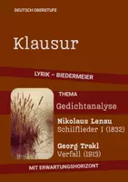 Vorschau - Arbeitsblätter - Klausur Deutsch Lyrik: Gedichtvergleich Biedermeier – Expressionismus (Lenau vs. Trakl) mit EWH - Deckblatt