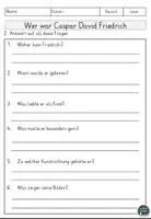 Vorschau - Arbeitsblätter - Caspar David Friedrich Lesen und Verstehen Arbeitsblätter mit Lesetext, Fragen - Seite 2