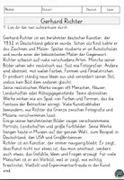 Vorschau - Arbeitsblätter - Gerhard Richter Lesen und Verstehen Arbeitsblätter mit Lesetext, Fragen_removed - Seite 1