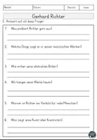 Vorschau - Arbeitsblätter - Gerhard Richter Lesen und Verstehen Arbeitsblätter mit Lesetext, Fragen_removed - Seite 3