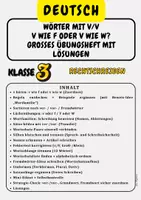 Vorschau - Arbeitsblätter - Wörter mit v/V – v wie f oder v wie w? Großes Übungsheft mit Lösungen, Klasse 3 Rechtschreiben - Deckblatt