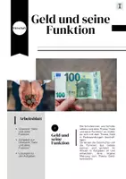 Vorschau - Arbeitsblätter - Arbeitsblatt zum Thema "Geld und seine Funktion" - Deckblatt