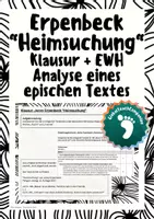 Vorschau - Klassenarbeiten - Jenny Erpenbeck "Heimsuchung" - Analyse epischer Text - Klausur + EWH - Deckblatt