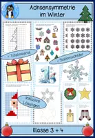 Vorschau - Unterrichtsreihen - Achsensymmetrie Winter & Weihnachten – Stationenarbeit / Lerntheke Symmetrie – Arbeitsblätter & Tafelmaterial (Klasse 3–4) - Deckblatt