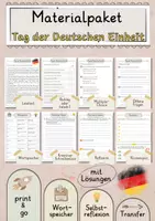 Vorschau - Arbeitsblätter - Tag der Deutschen Einheit Lesetext mit Fragen + Lösungen Leseverstehen Wortspeicher didaktische Reserve Lesen Leseverständnis - Deckblatt