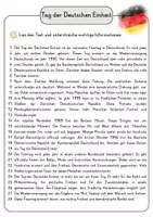 Vorschau - Arbeitsblätter - Tag der Deutschen Einheit Lesetext mit Fragen + Lösungen Leseverstehen Wortspeicher didaktische Reserve Lesen Leseverständnis - Seite 3