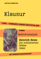 Vorschau - Arbeitsblätter - Heinrich Heine: „Die schlesischen Weber“ (1844) – Deutschklausur LYRIK - Vormärz / Soziale Frage (mit EWH) - Deckblatt